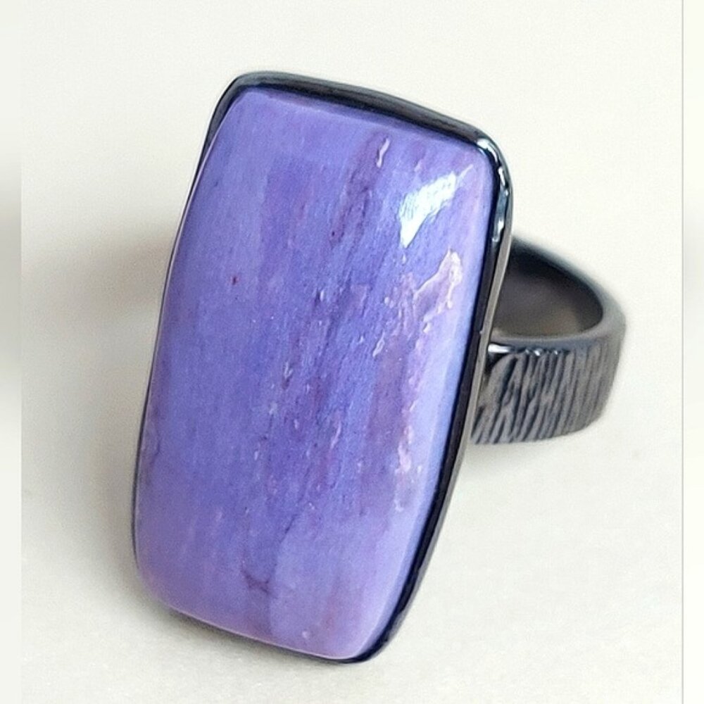 Natural 33 ct‎ Natural Charoite 925 Sterling Silver Ring Sz 9 - Picture 13 of 13
